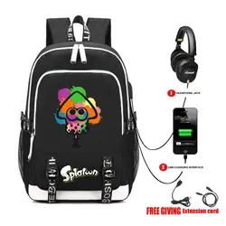 Игровой Splatoon Рюкзак Студенческая Книга сумка USB зарядка интерфейс сумки дети мальчики девочки плечо мужчины женщины ноутбук дорожные сумки
