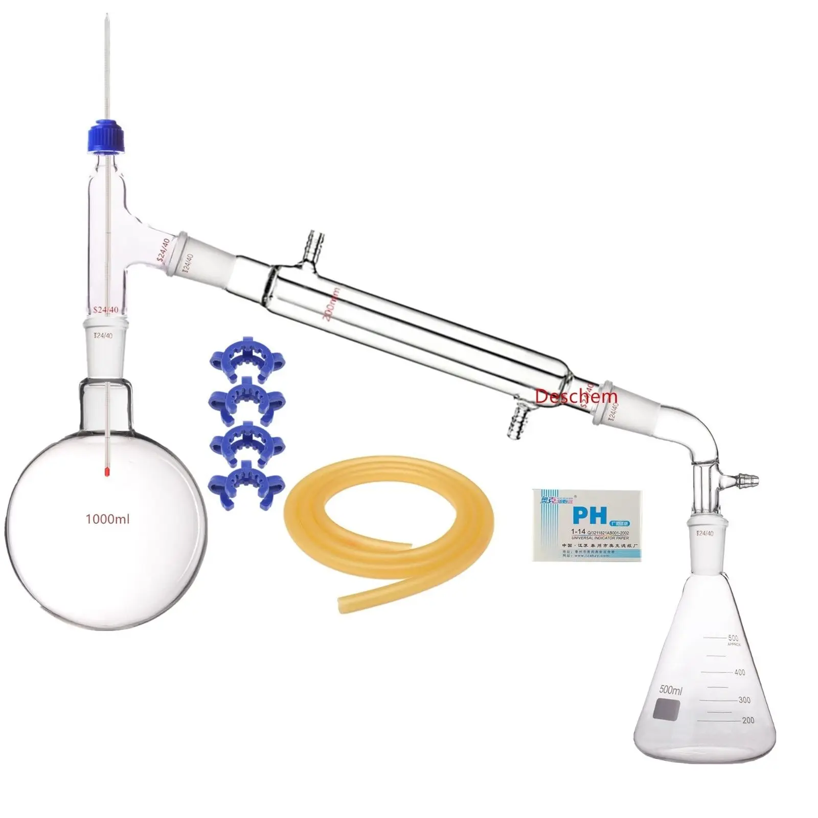 1000ml 24/40 Glass Distillation Apparatus 500ml Erlenmeyer Flask Lab Vacuum Kit | Канцтовары для офиса и дома