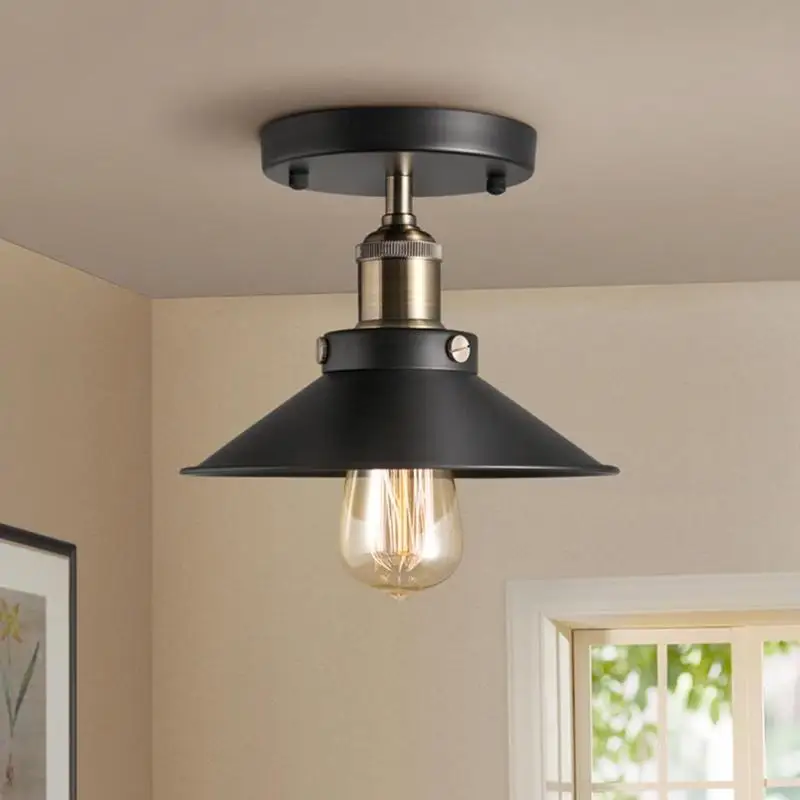 

E27 Ceiling Lights Holder Retro Home Lighting Iron Black Ceiling Lamp Base