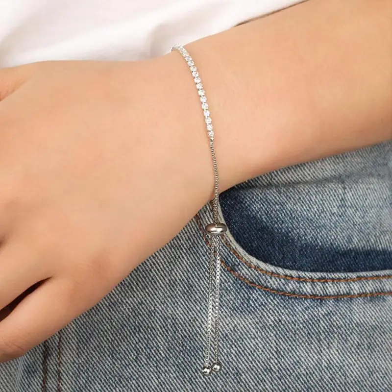 

Fashion Adjustable Tennis Chain Charm Bracelets for Charms Women Rhinestone Beads Bangle Female Jewelry Gift 2019 New