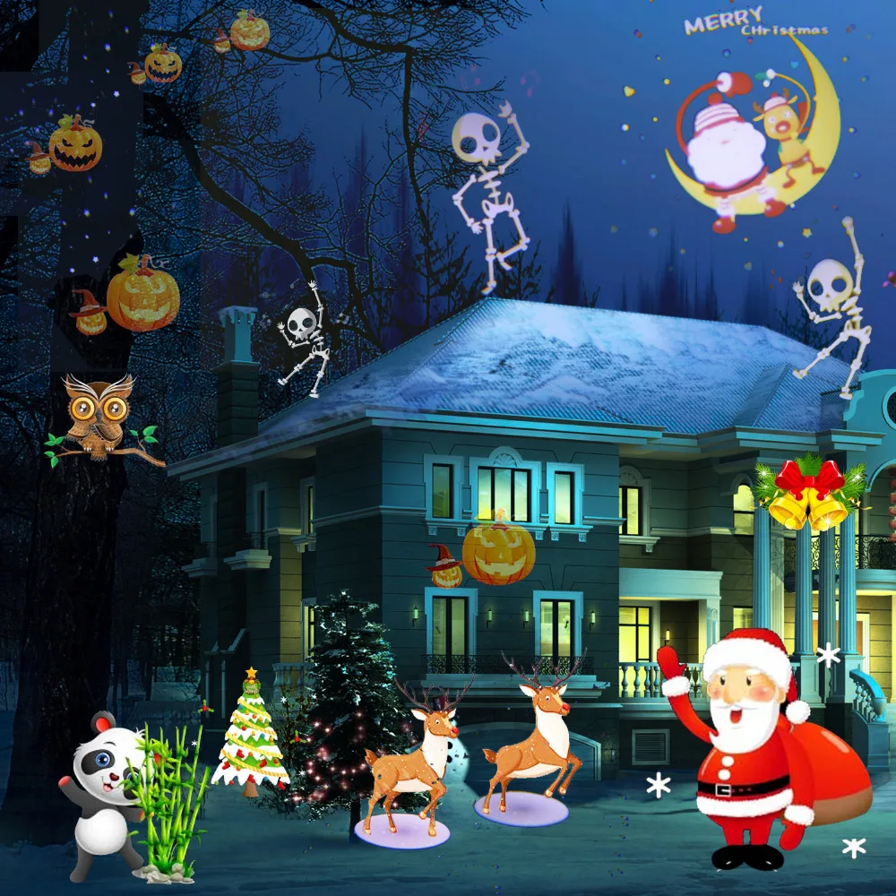 

Christmas / Halloween Projection Light Dynamic Animation Projection 12 Pattern IP65 Waterproof Shining Landscape Projection CF