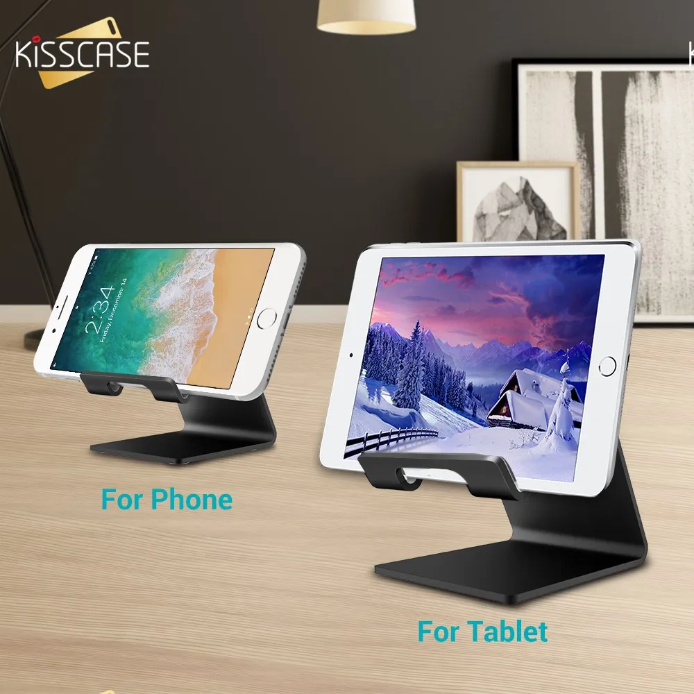 

KISSCASE Smart Cell Phone Holder Standing Support For iPhone 7 8 6S Plus Aluminium Alloy Table Holder Stand Desktop Phone Holder