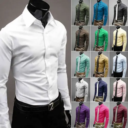 Fashion Men Luxury Shirt Long Sleeve Formal Stylish Blouse Shirts Business Tops 
