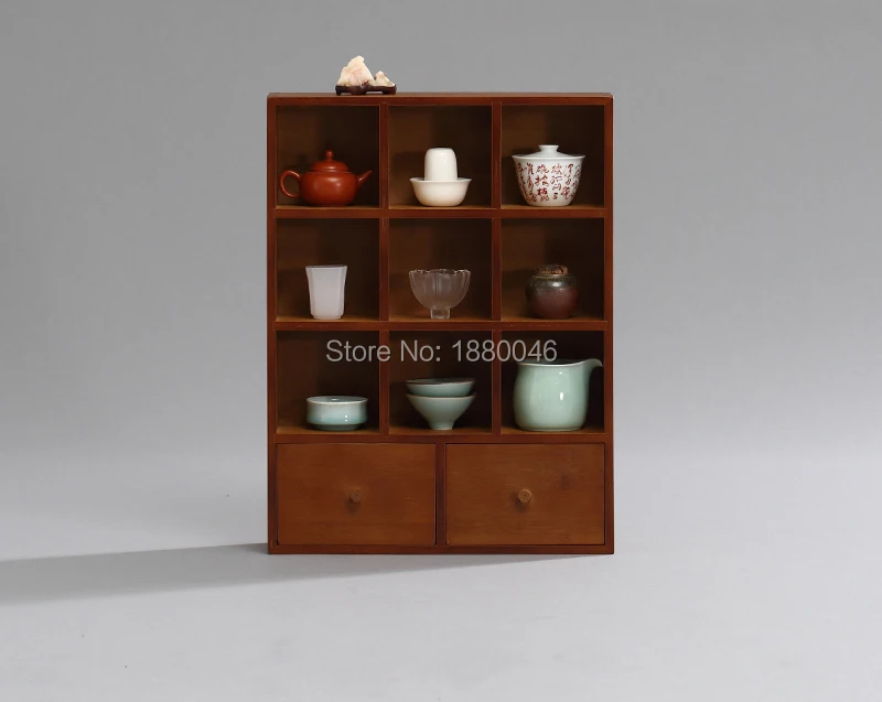 

Bamboo Tea Rack with Drawer Teaware shelf teapot shelf Tea Trays Tea Saucer Chinese teacup collection Crafts display tray