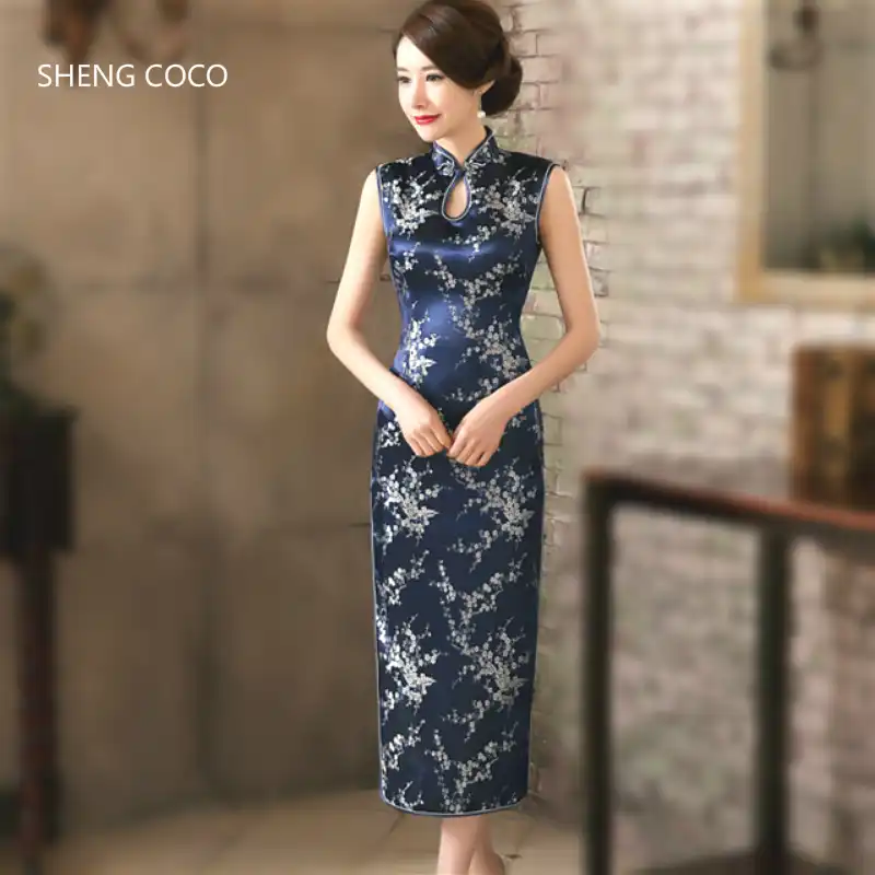 Sheng Coco Chinese Dress Qipao Satin Robe Rouge Xxxl Evening Cheongsam Dresses Sleeveless Traditional Vintage Pink Qipao Dress Cheongsams Aliexpress