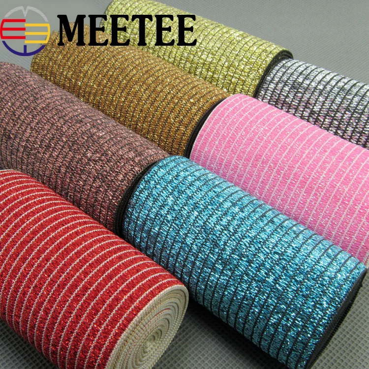 

2Yards Gold Silver Trousers Elastic Band DIY Waistband Webbing Sewing Rubber Band Clothing Jacket Pants Waist Belt Crafts KY930