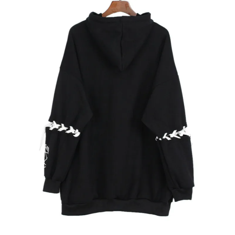  XUXI Harajuku Gothic Punk Oversize Velvet Hooded Sweatshirt Pullover Streetwear Pentagram Print Lac