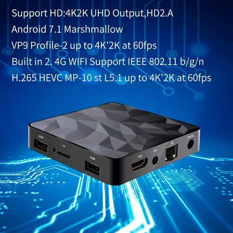 Q96 Мини Android 7,1 ТВ Box Amlogic S905W 4 ядра 2,4G, Wi-Fi, Декодер каналов кабельного телевидения