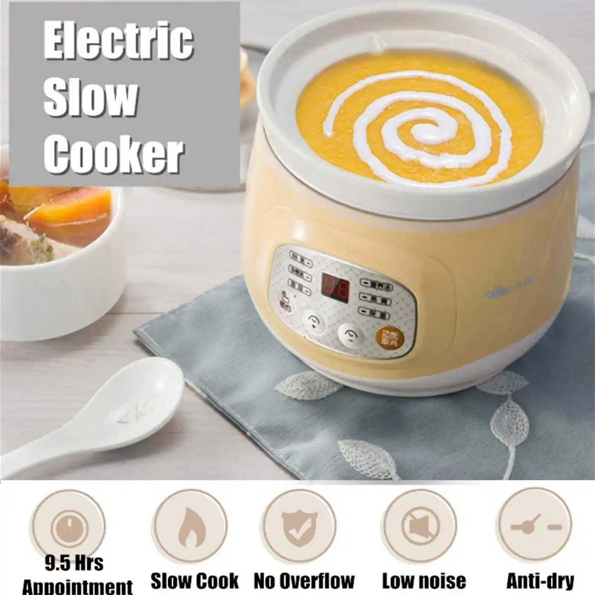 

Automatic Electric Slow Cooker Ceramic Mini Fully Baby Soup Pot Congee Bird's Nest Stew Pot Multi-function Safe Slow Cooker 100w