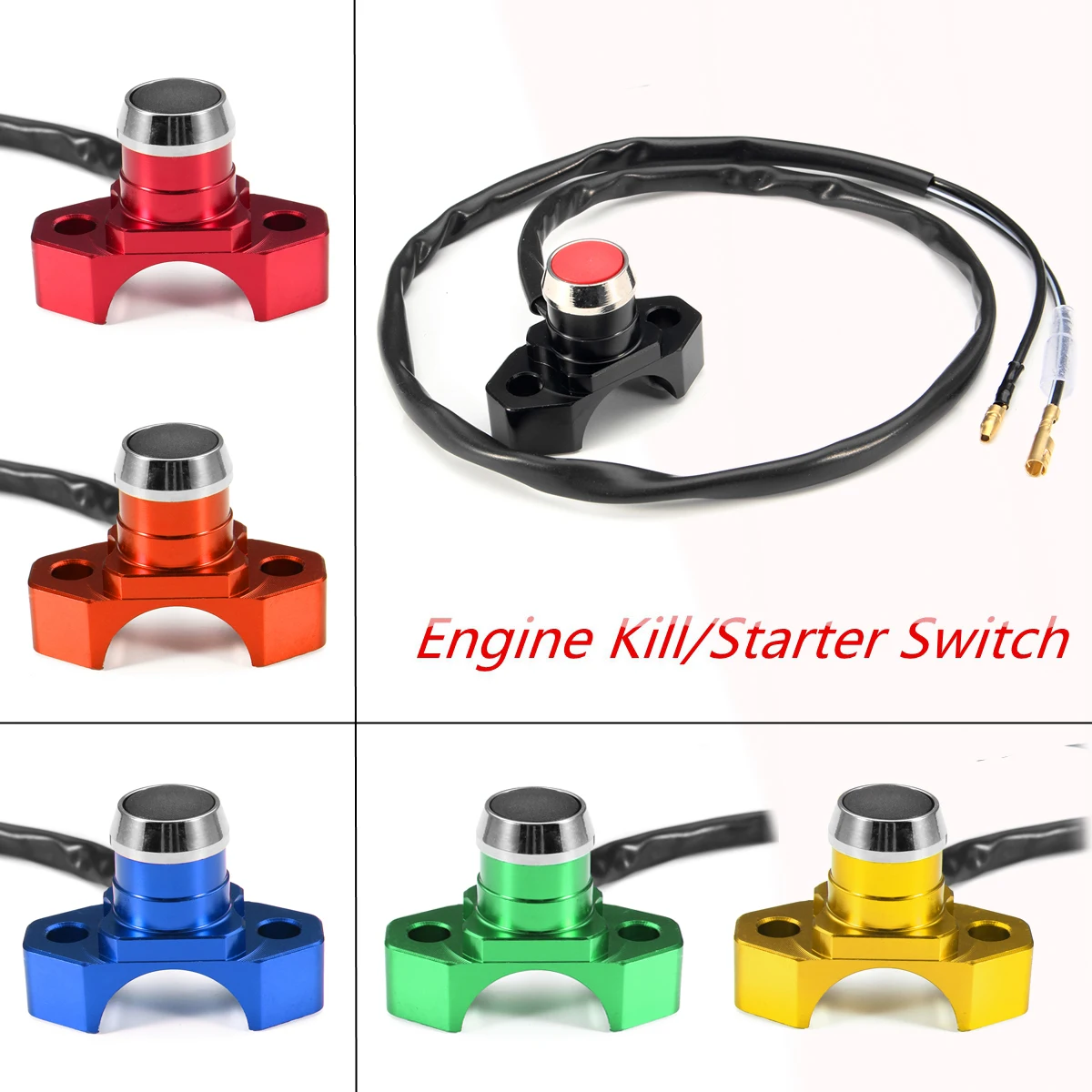 New CNC Aluminum 22mm Motorcycle Dirt Bike Engine Kill Switch Starter
