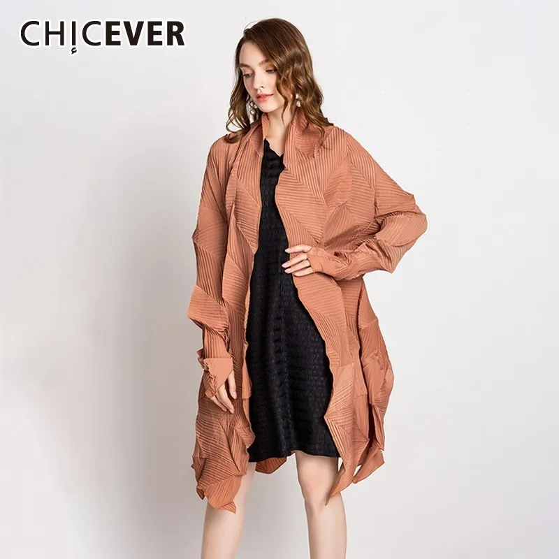 

CHICEVER Summer Casual Solid Drap Irregular Women Shirt Lapel Long Sleeve Loose Slim Female Top Clohing 2020 Fashion New Tide