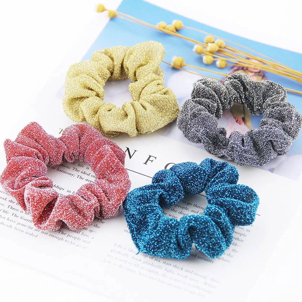 

New Fashion Glitter Elastic Hair Rope Bands For Women Girls Sweet Bling Shiny Hair Rings Scrunchies Ponytail Holder Headwear