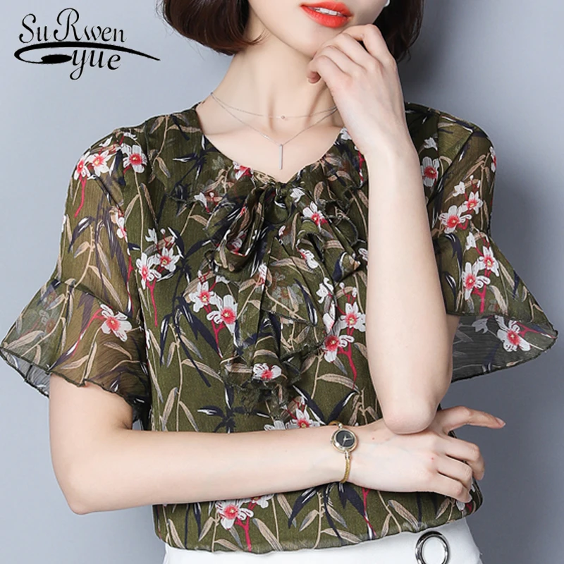 

summer plus size blouse women shirt fashion 2019 feminine blouses ladies tops print chiffon women blouse shirt blusas 0371 40