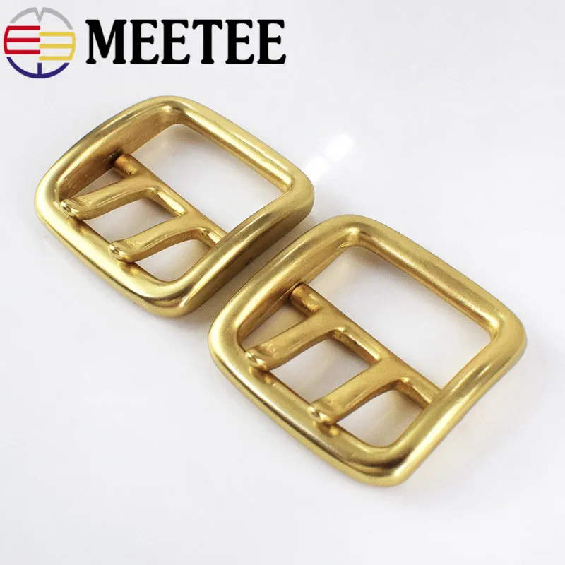 

Meetee 1pc 40mm Men's Belt Buckle Pure Copper Double Pin Buckle Belt Buckle Head DIY Jeans Waist Decoration Accessories ZK2018