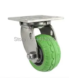 Тяжелые 4 дюймов нержавеющая сталь ролики колёса 250 кг тяжелых вращающийся Железный сердечник мягкие резиновые колесики