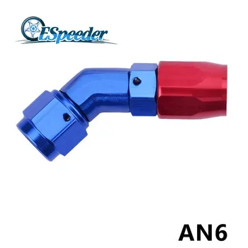 

ESPEEDER AN6 Universal 0 45 90 Degree Enforced Hose End Aluminum Alloy Fitting Adaptor Hose Racing Oil Cooler Fittings Blue-red