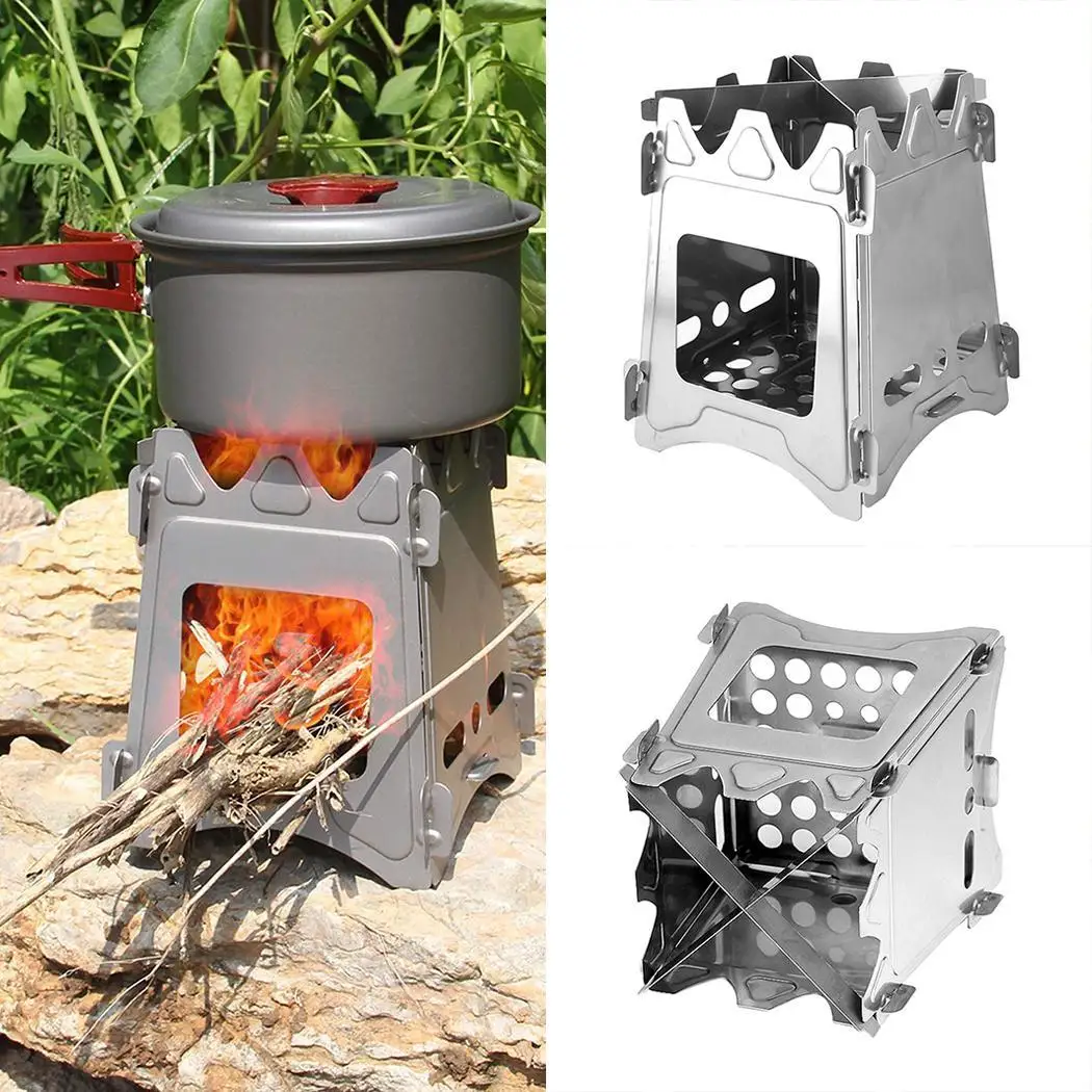 Ultralight Titanium Wood Stove Outdoor Camping Portable Folding Stove ... - Ultralight Titanium WooD Stove OutDoor Camping Portable FolDing Stove Burning For Backpacking Survival Cooking Picnic Hunting