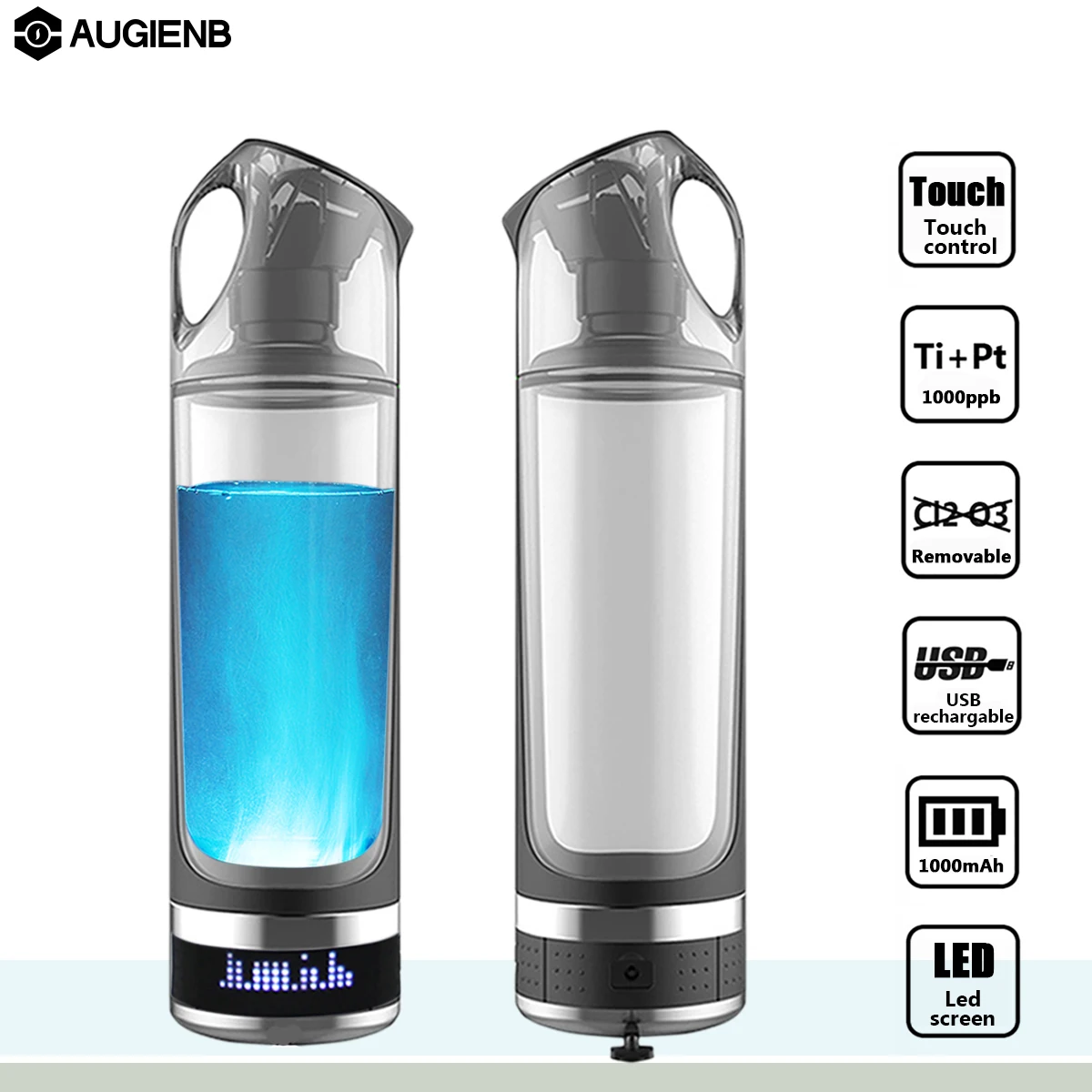 Günstige Augienb Gesunde Anti Aging Wasserstoff Reiche Wasser Flasche Generator 500ML LED Display Wasserstoff Reiche Wasser Maker Ionisator BPA  freies