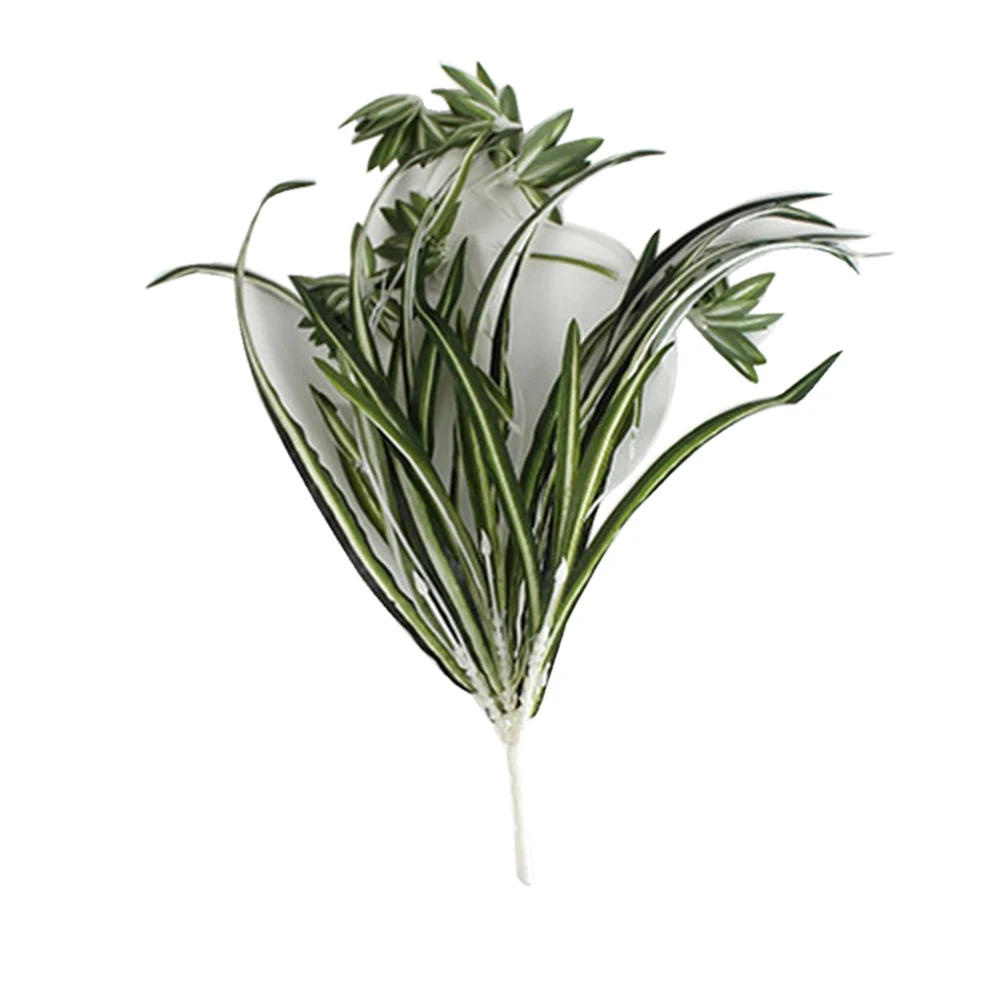 

2pcs Artificial Chlorophytum Spider Plant Silk Leaves Ivy Vine Bunch Plastic Foliage Bush Home Party Decor
