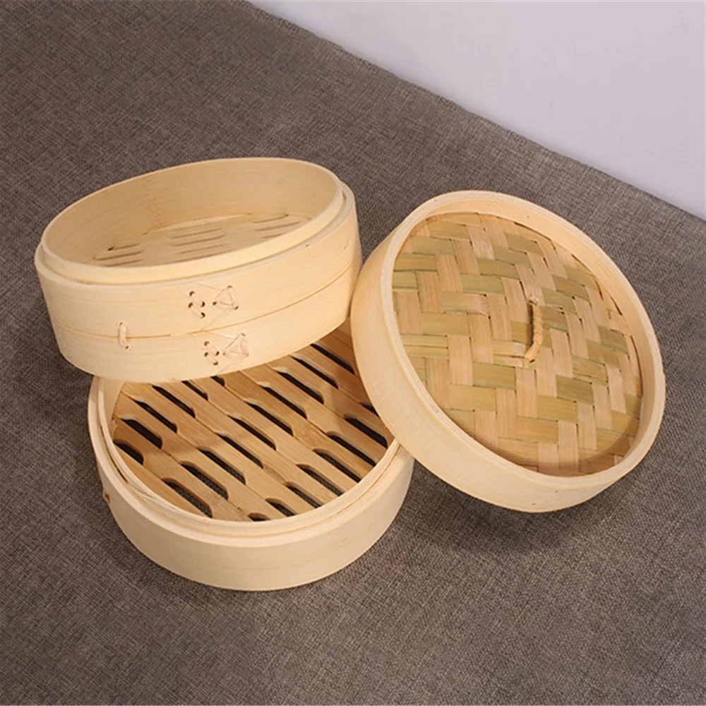 One Cage and One Cover Cooking Bamboo Steamer Fish Rice Vegetable Snack Basket Set Kitchen Cooking Tools