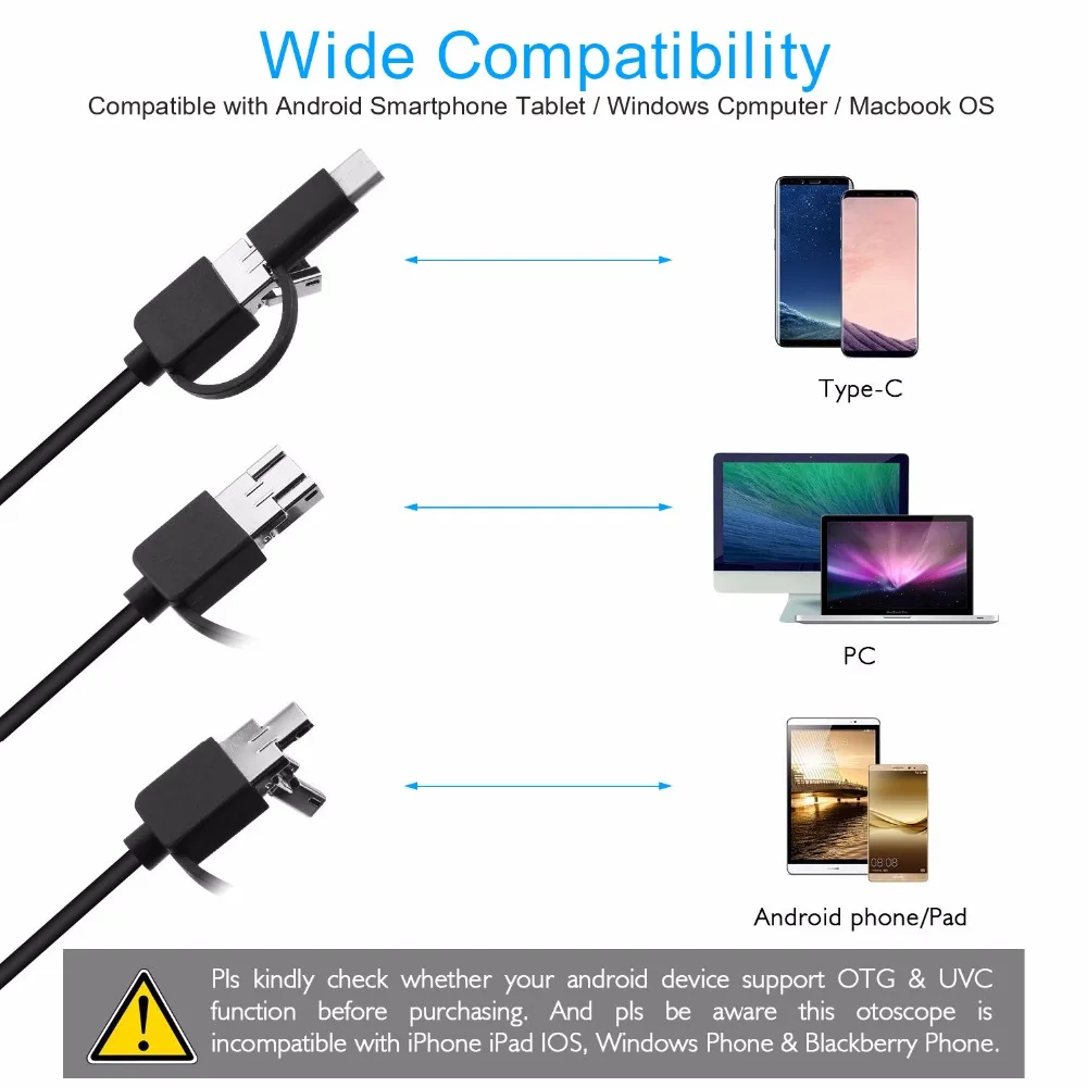 EastVita мм 5 Earpick Ухо воск очиститель Инспекционная камера Android эндоскоп OTG USB отоскоп