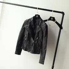 Европейский станция Новинка весны женская кожа PU кожаные мотоциклетные короткие Малый кожаные пальто