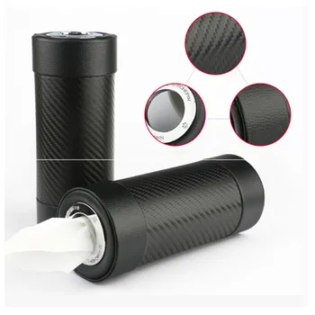 

Carbon Fiber Car Cup Holder Cylinder Tissue Box Paper Towels Tube SM-2057