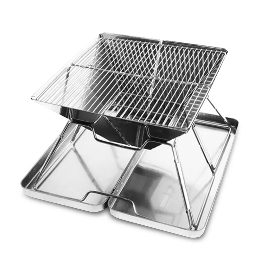 

Outdoor Stove Grill Thick 304/430 Stainless Steel Barbecue BBQ Party Camping Picnic Grill Folding Charcoal Stove