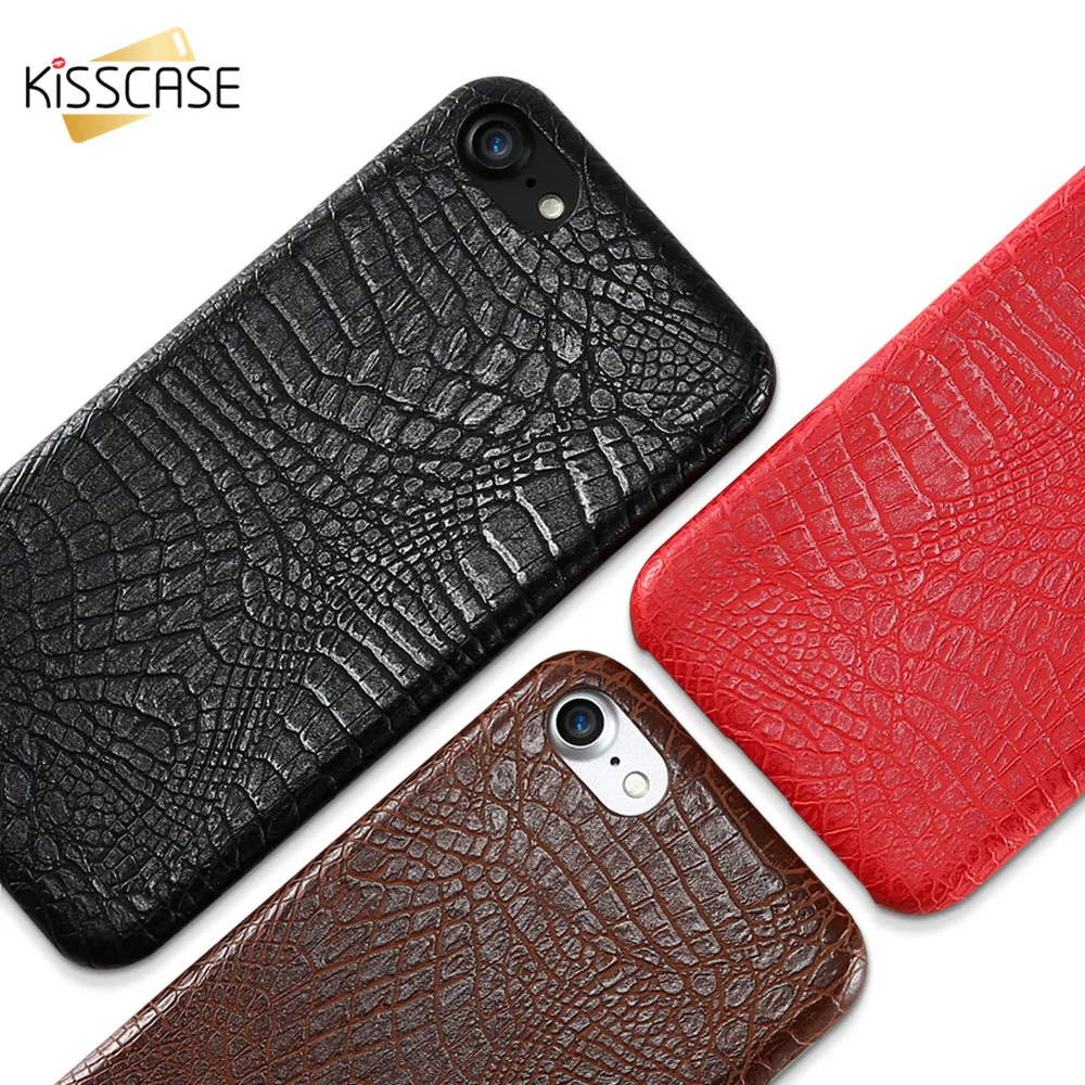 KISSCASE ретро PU кожаный чехол для iPhone 7 8 Plus X крокодил Роскошный XR XS Max PC + Capinha |