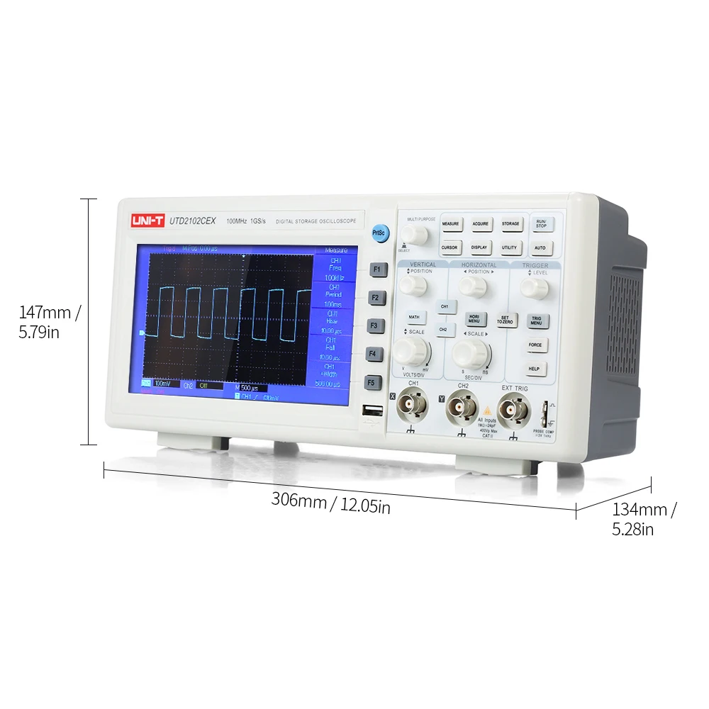 UTD2102CEX Осциллограф USB OTG интерфейс осциллометр 2CH 100 МГц 1GS/s цифровой осциллограф 7