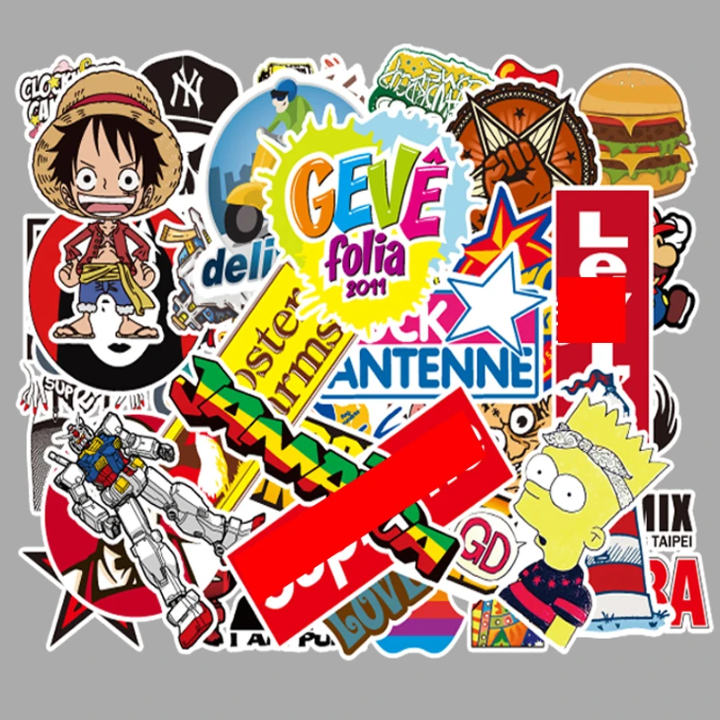 50 pcs 8 styles vinyl stickers for laptop pegatina portatil 15.6 skateboard skins for MacBook Air Pro Refrigerator sticker J57