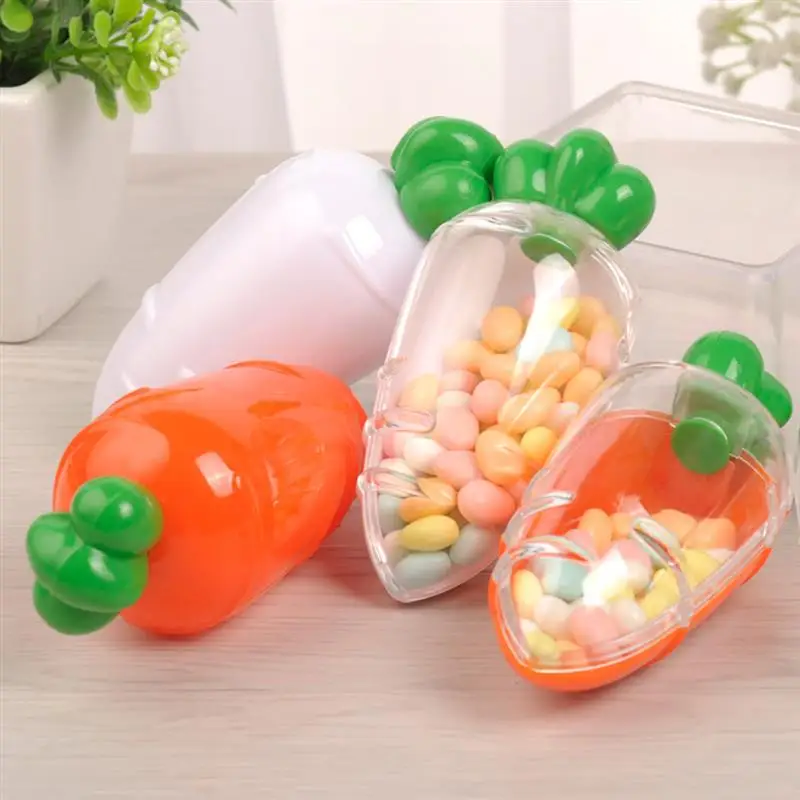Еда Коробка для хранения мультфильм морковь форма коробка для конфет пластик прозрачный мини-коробка Творческий PS охраны окружающей среды