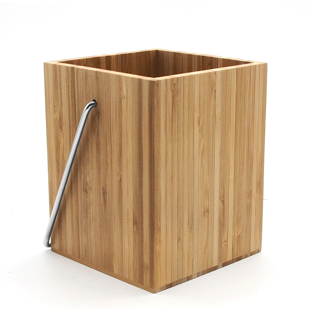 

1PC Natural Eco Friendly Bamboo Organizer Kitchen Safe Durable Square Bamboo Storage Bucket For Chopsticks Kitchenware