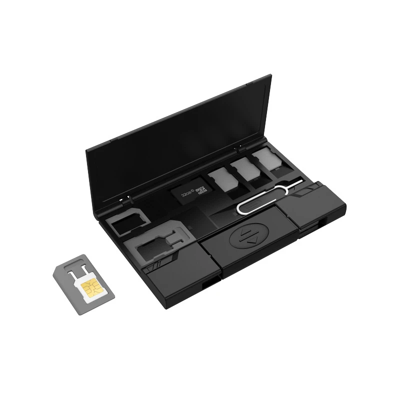 Generic 8 in 1 Micro Sim Card Nano-Cards TF Card Storage Case Lightweight Multi-Functional SIM Holder Box Include TF Card Reader 