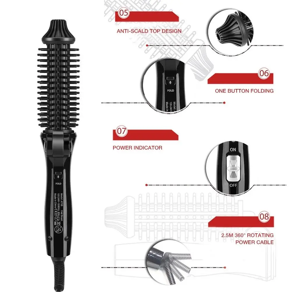 Cooliss At08 Pro 3 в 1 2-Way 360 градусов вращающийся щипцы для завивки волос щетка бигуди Выпрямитель Горячая