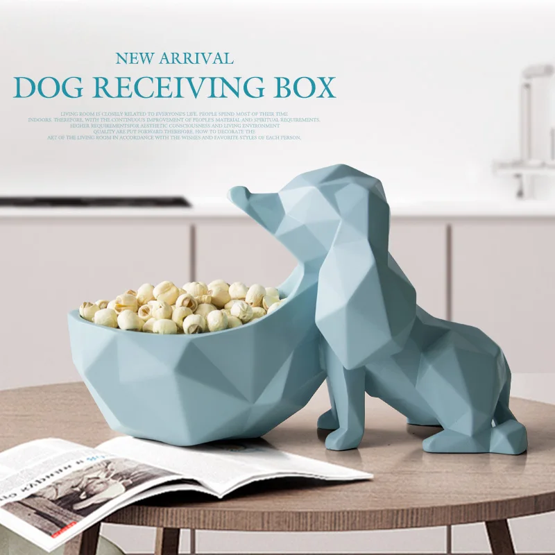 

home decoration accessories for living room table resin Animal statue Crafts candy nut key phone storage box resin dog figurine