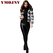 YMOJNV новое зимнее пальто женская пуховая парка черно-белая клетчатая теплая зимняя одежда с капюшоном короткая женская зимняя куртка-пуховик