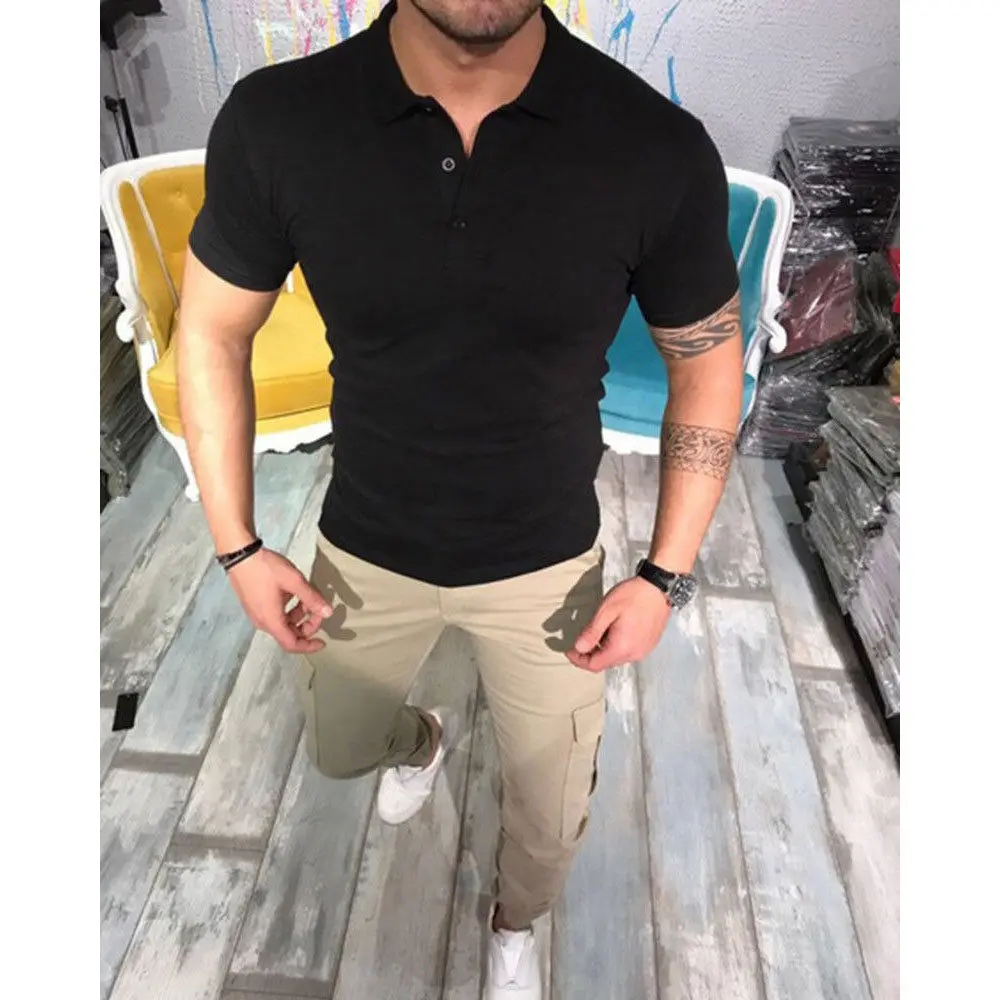 

New Mens Slim Fit Vogue T Shirt Short Sleeve Plain Tops Designer Style Fit T Shirts Man Casual tshirt clothes summer