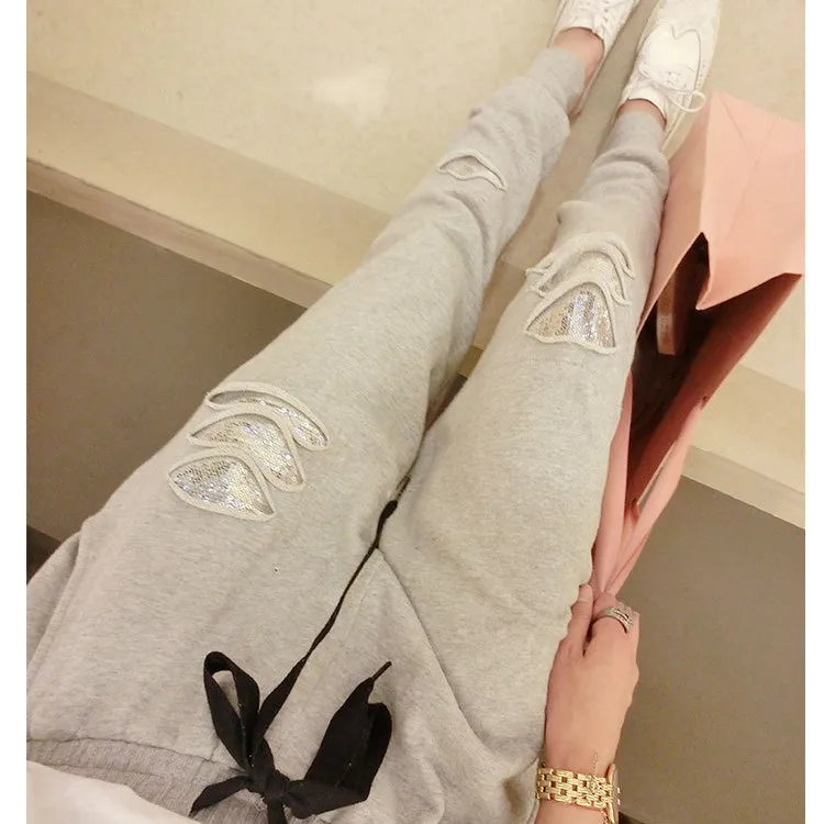New Plus Size Women Long Harem Pants Casual Sequined Pants Streetwear High Waist Sporting