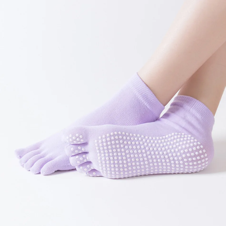 1 Pair Women Sports Yoga Socks Five Finger Slipper Anti Slip Lady Pilates Sock Ballet Heel Professional Dance Protector