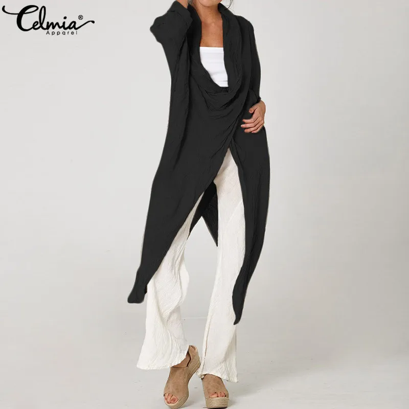 Celmia زائد حجم Blusas موهير خمر النساء قميص طويل البلوزات طويلة الأكمام عارضة تونك قمم فضفاض غير المتكافئة الترفيه قمصان