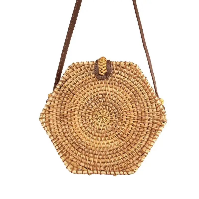 

Girls Retro Handmade Hexagon Rattan Straw Crossbody Summer Casual Bags Women Beach Messenger Shoulder Bag Bolsa Feminina Mujer
