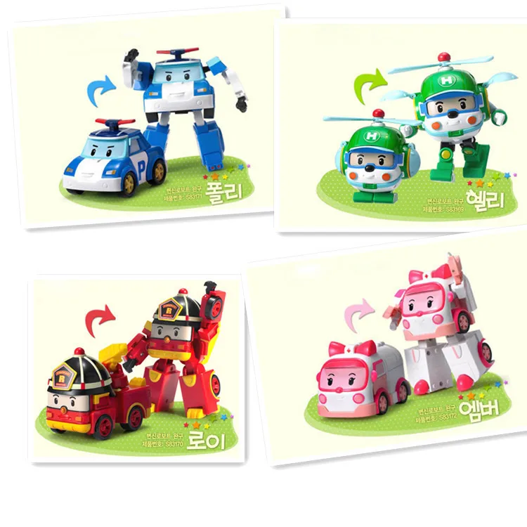 4 шт./компл. Robocar Poli детские игрушки робот трансформер аниме фигурка юбки фигурки