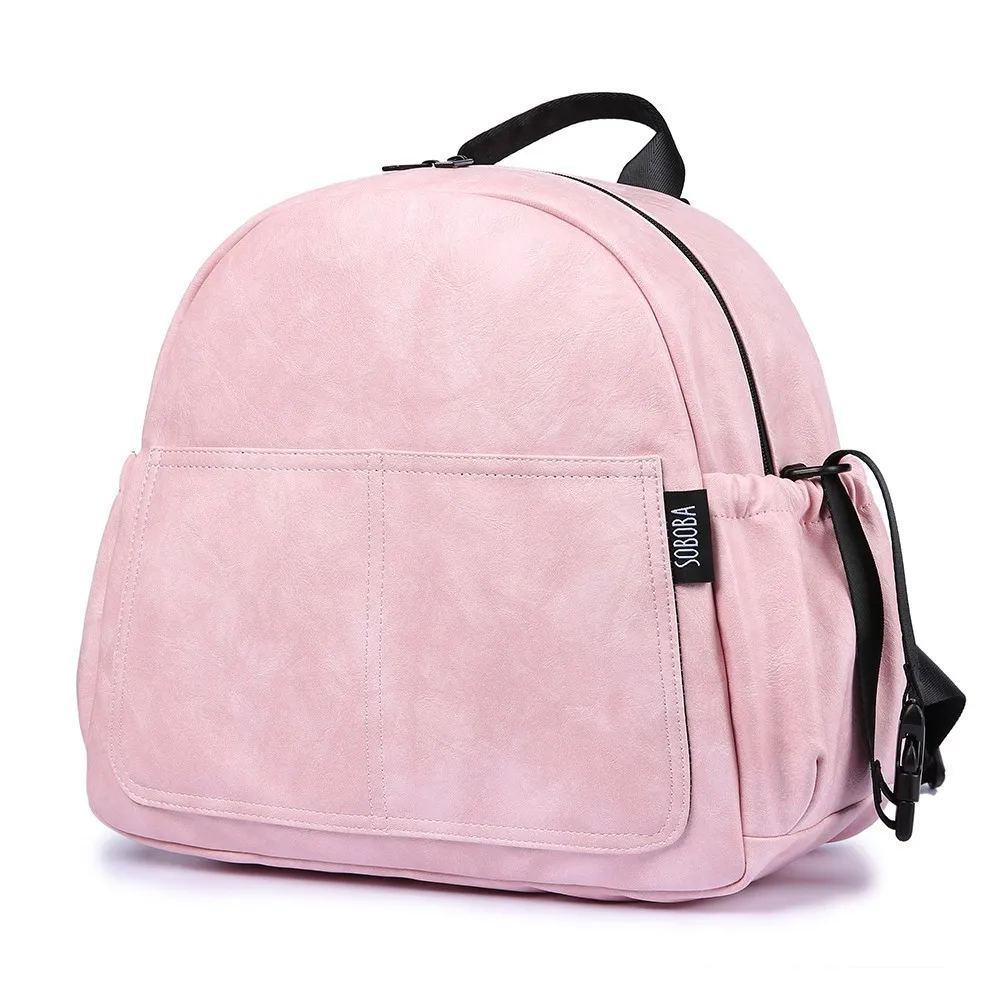 New Fashion Diaper Bag for Mother Pink Large Capacity Solid Baby Bag Backpack with 2 Straps Stylish