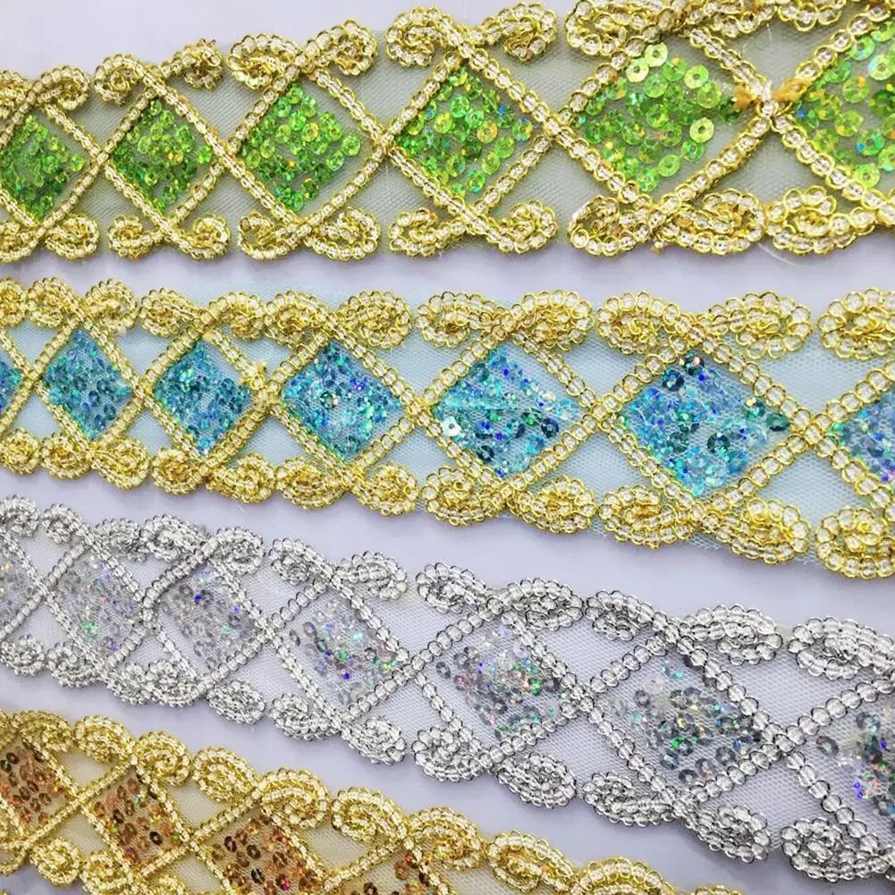

Adeeing Rhombus Double - Colored Band Sequins Ribbon Seam Edge Fabric Tape Curtain Decoration Accessories