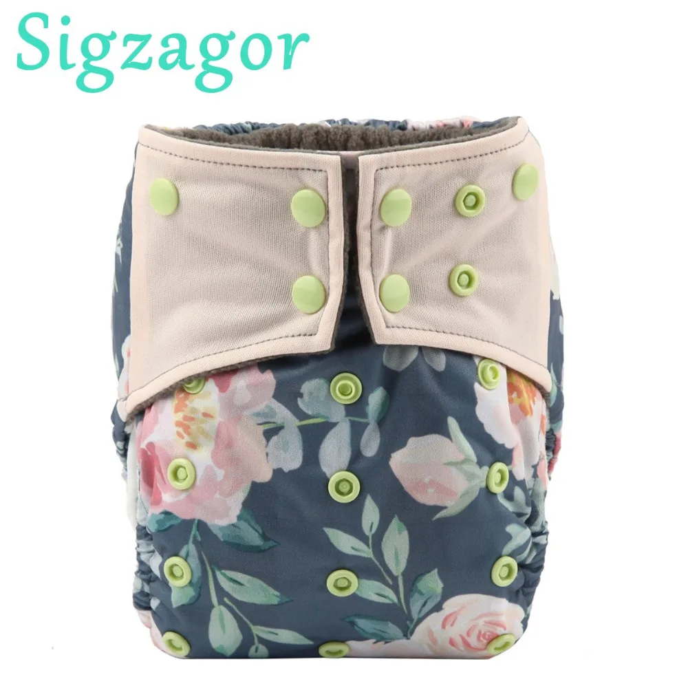 

[Sigzagor]2017 NEW ALL IN ONE Charcoal Bamboo Baby Cloth Diaper Nappy ,Sewn 5 layer Insert,Double Gussets AIO Night Heavy Wetter