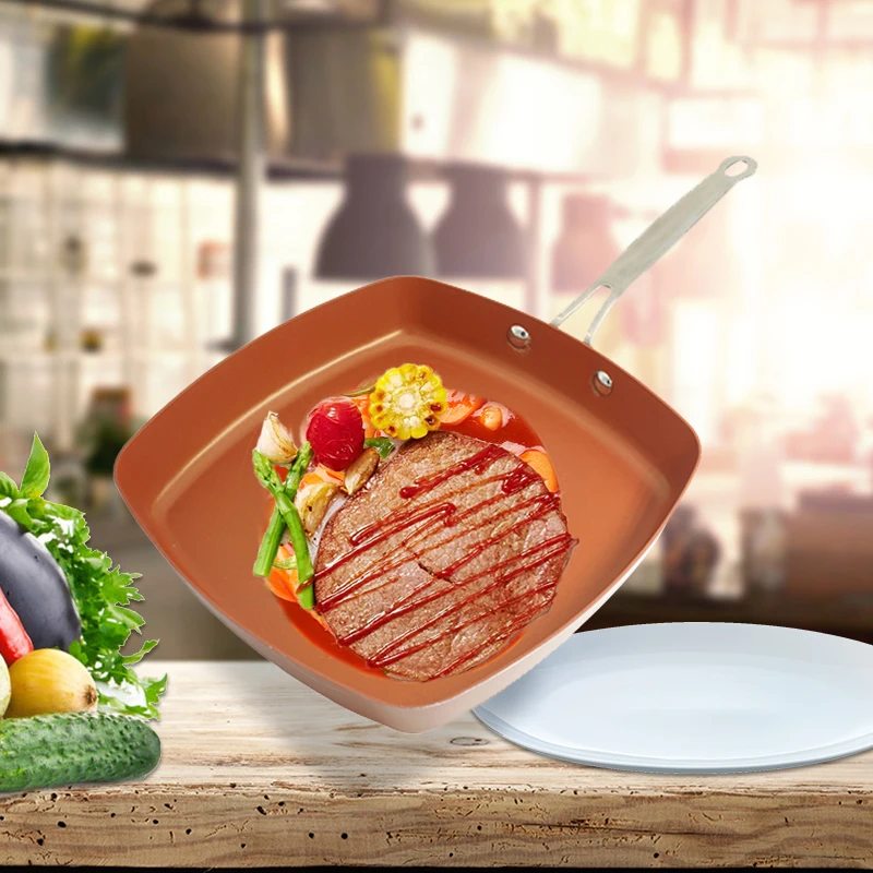 

Non -stick Copper Square Panels With Ceramic Cooking Pan Red Panels Copper Oven