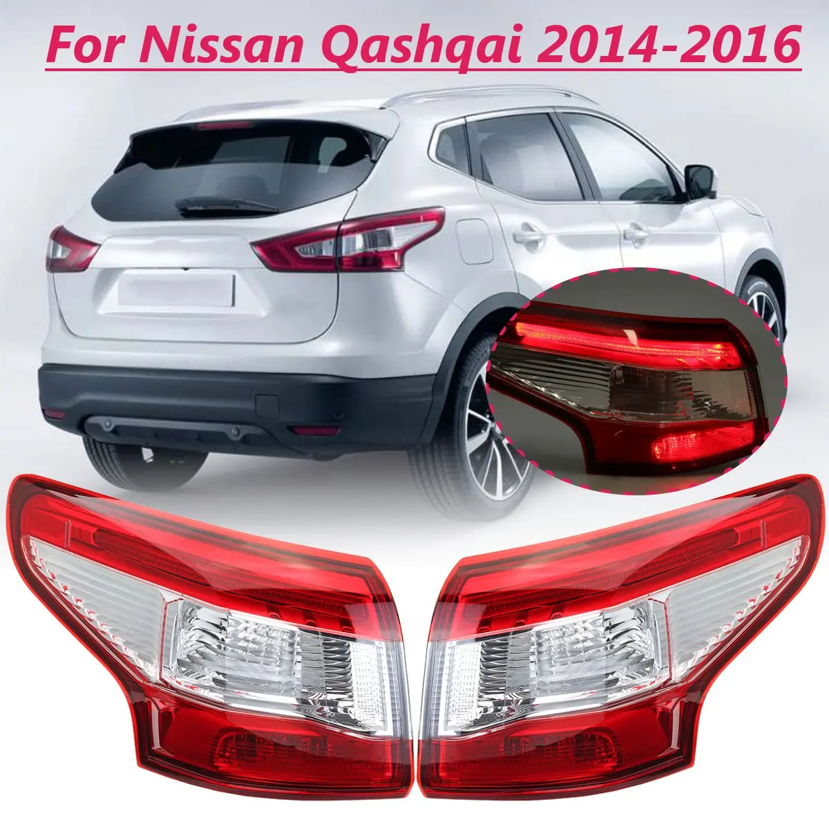 

Left/Right Outer Rear LED Tail Light Lamp Brake Light Taillight with Harness For Nissan Qashqai 2014 2015 2016