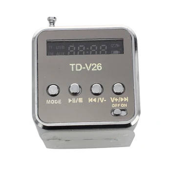 

Silver 3.5mm Mini Portable Music Player Speaker FM Radio USB Micro SD TF Card