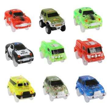 

5.4-5.5cm Magic Electronics LED Car Toys With Flashing Lights Educational Toys For Children Birthday Party Gift Play With Tracks